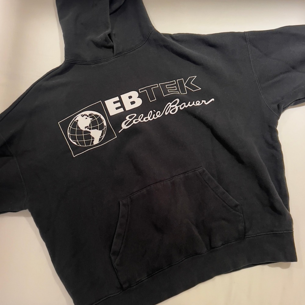 Eddie Bauer EBTEK Expedition Black Hoodie Sweatshirt Mens Medium